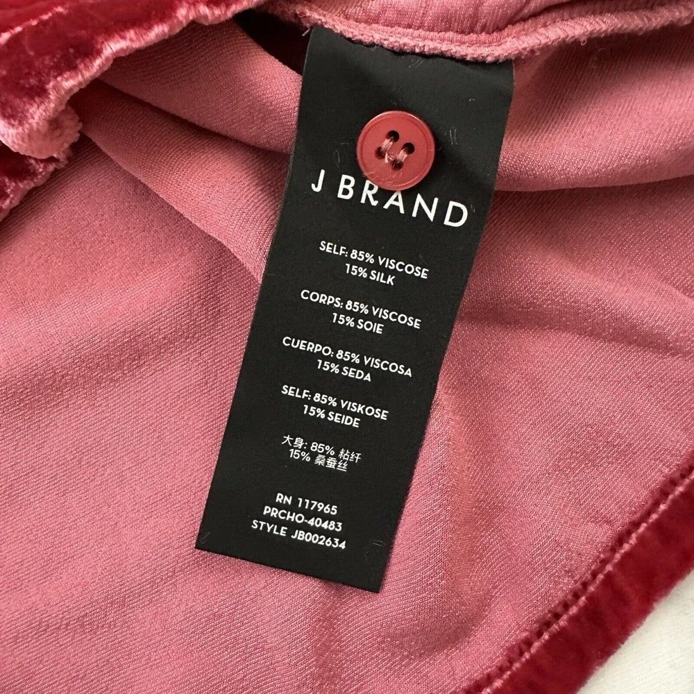 J Brand Velvet Key Hole Blouse Top Size S Red Flutter Sleeve High Neck - Picture 7 of 12